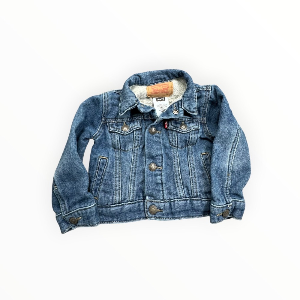 Levi's Denim Jacket Unisex‎ 18M Blue Trucker Classic Stretch Jersey Lined